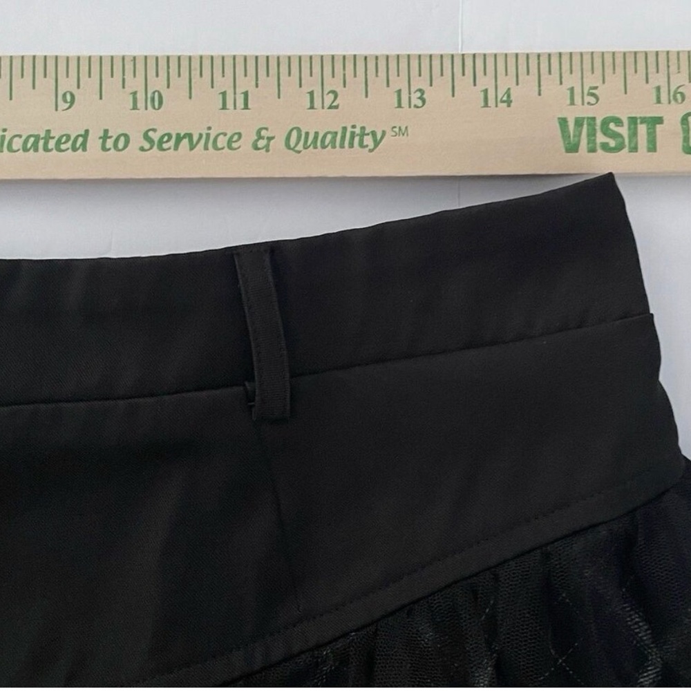 Goth Plaid Skirt Size XL Black w/ Tulle Mesh & Part Elastic Waist Rave Festival - Picture 6 of 7